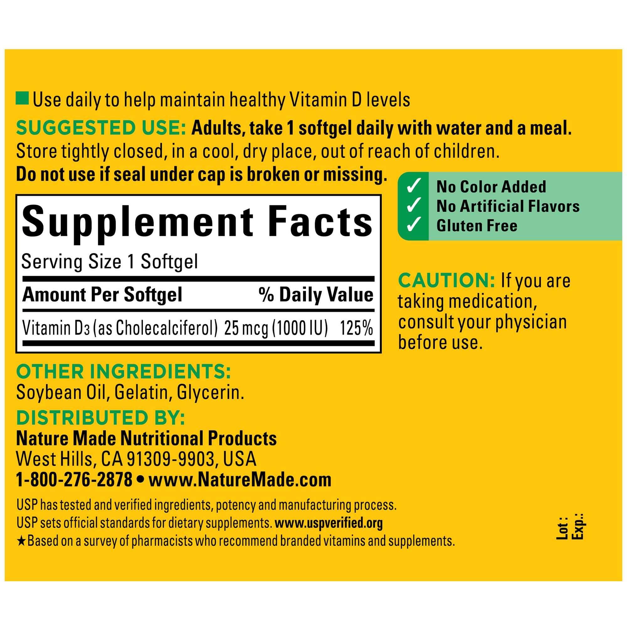Nature Made Vitamin D3 softgels with meal; easy daily routine for essential vitamin D.
