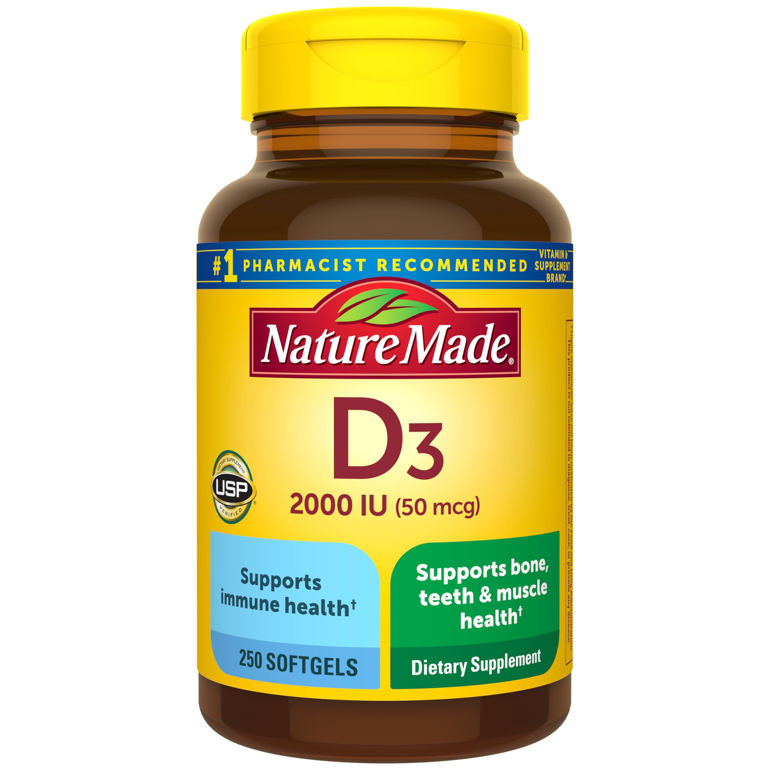 Nature Made Vitamin D3 2000 IU softgel for immune and bone health support