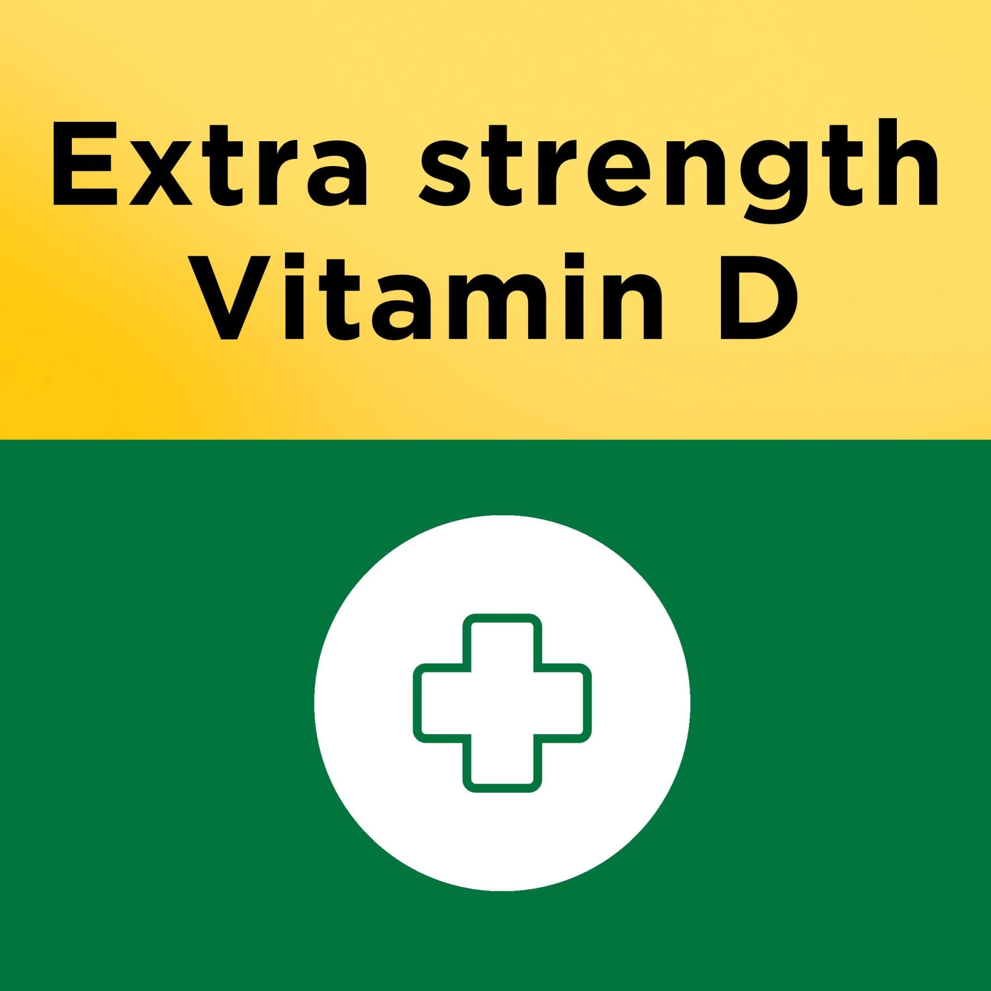 Nature Made Vitamin D3 5000 IU softgels bottle open; ready to take with meals.