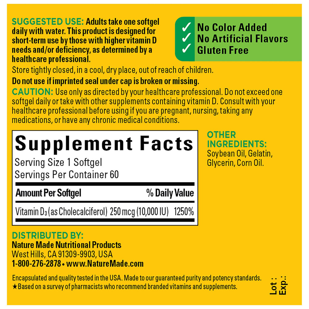 Bottle showing 60-count supply and daily dosage information.