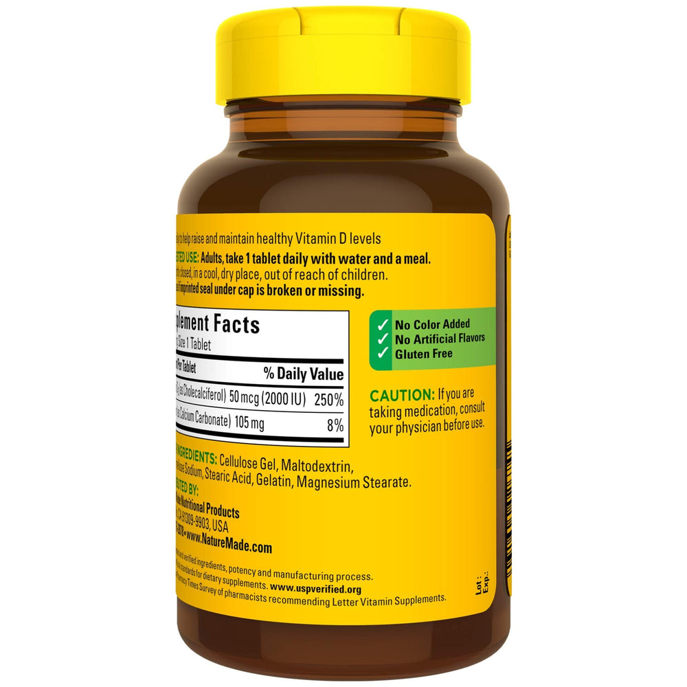 Nature Made Vitamin D3 bottle fresh packaging and seal.