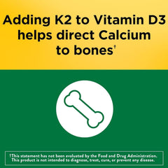 Nature Made Vitamin D3 K2 bottle label showing USA ingredients and immune support