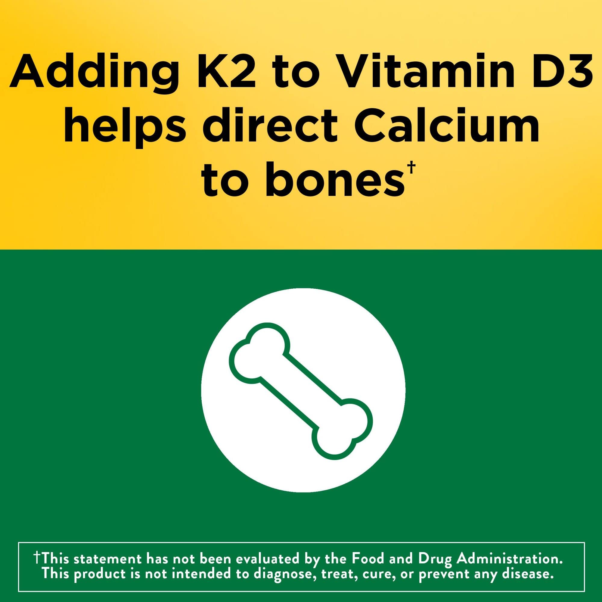 Nature Made Vitamin D3 K2 softgels capsules inside bottle