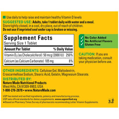 Nature Made Vitamin D3 tablets close-up showing 2000 IU dosage.