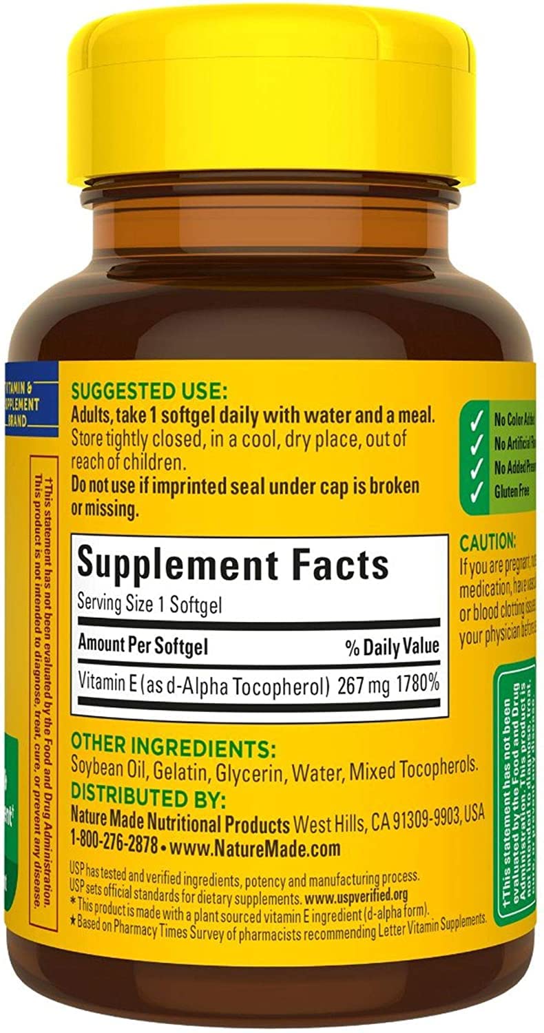 Softgels ready to swallow with Nature Made Vitamin E 400 IU