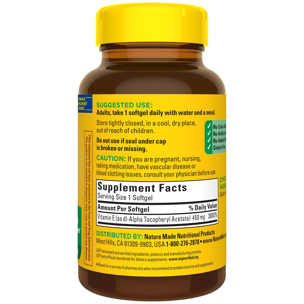 Nature Made Vitamin E 450 mg softgels three-pack front view