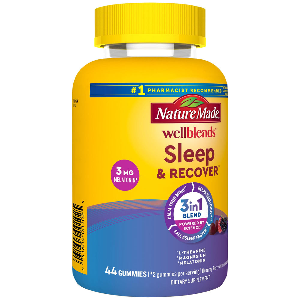 Nature Made Wellblends Sleep & Recover gominolas sin aditivos artificiales para uso ocasional.