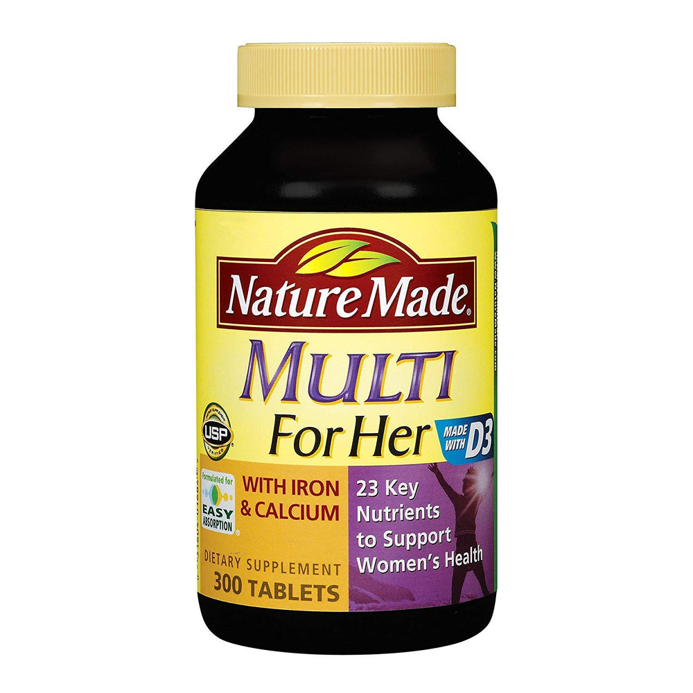 Nature Made Women's Multivitamin tablet bottle supports daily nutrition and bone health.
