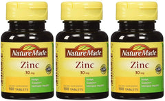 Nature Made Zinc 30 mg, frente del envase, ideal para la ingesta diaria.