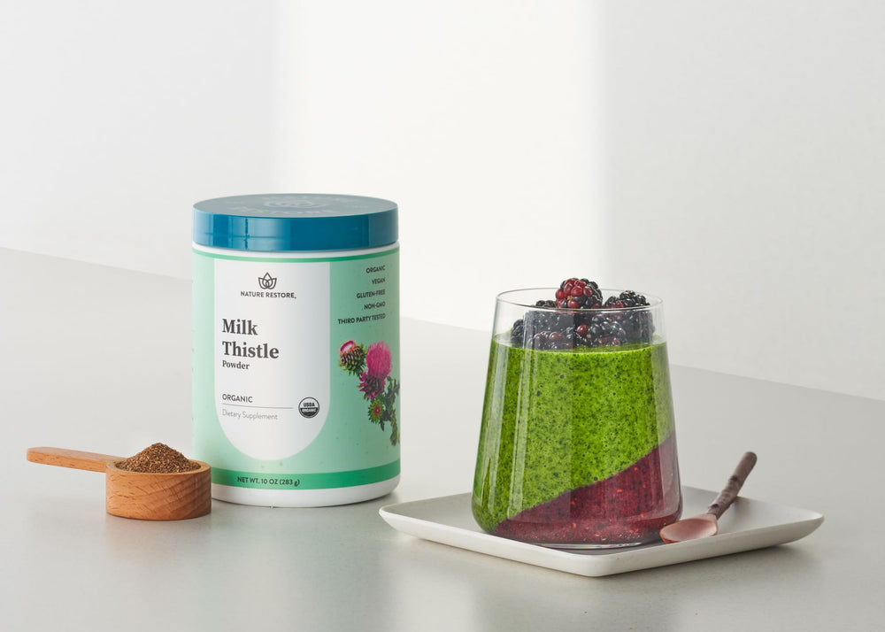 Nature Restore Milk Thistle Seed Powder reseal cap keeps powder fresh.
