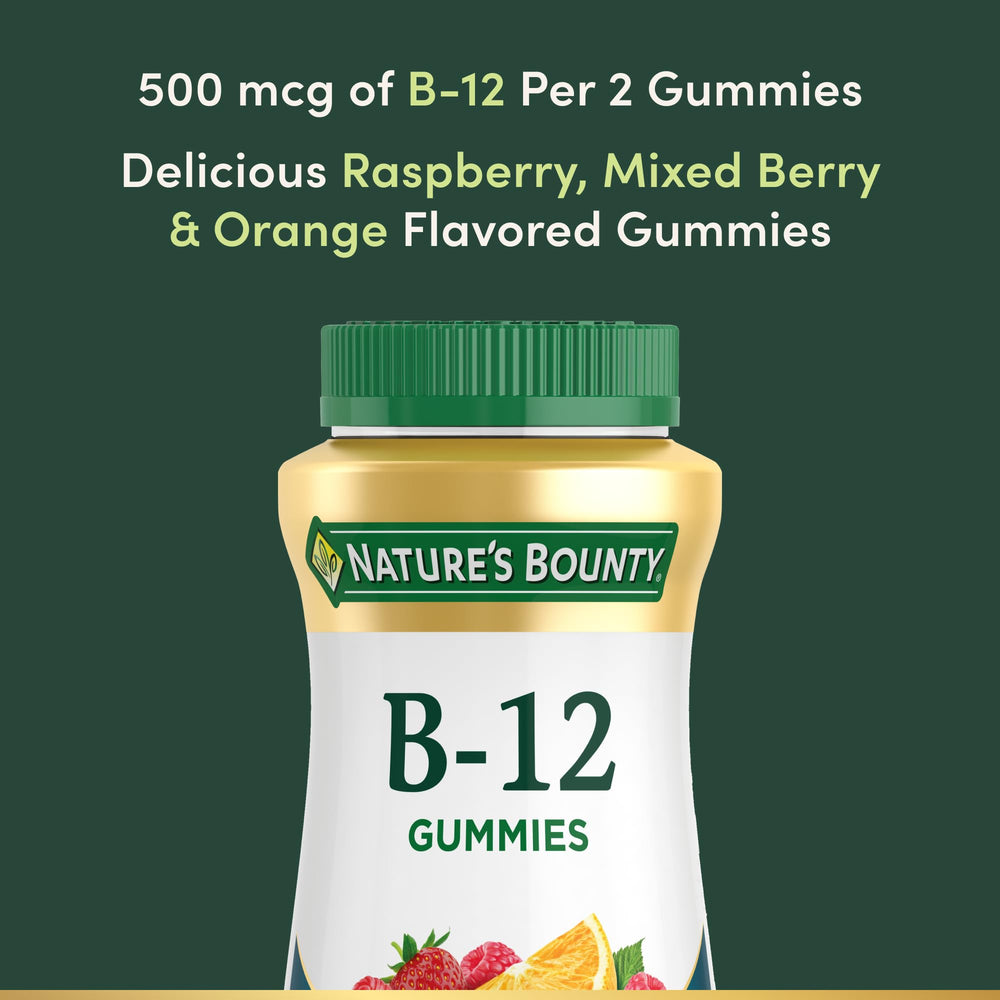 Nature's Bounty B12 gummies mixed berry flavor display