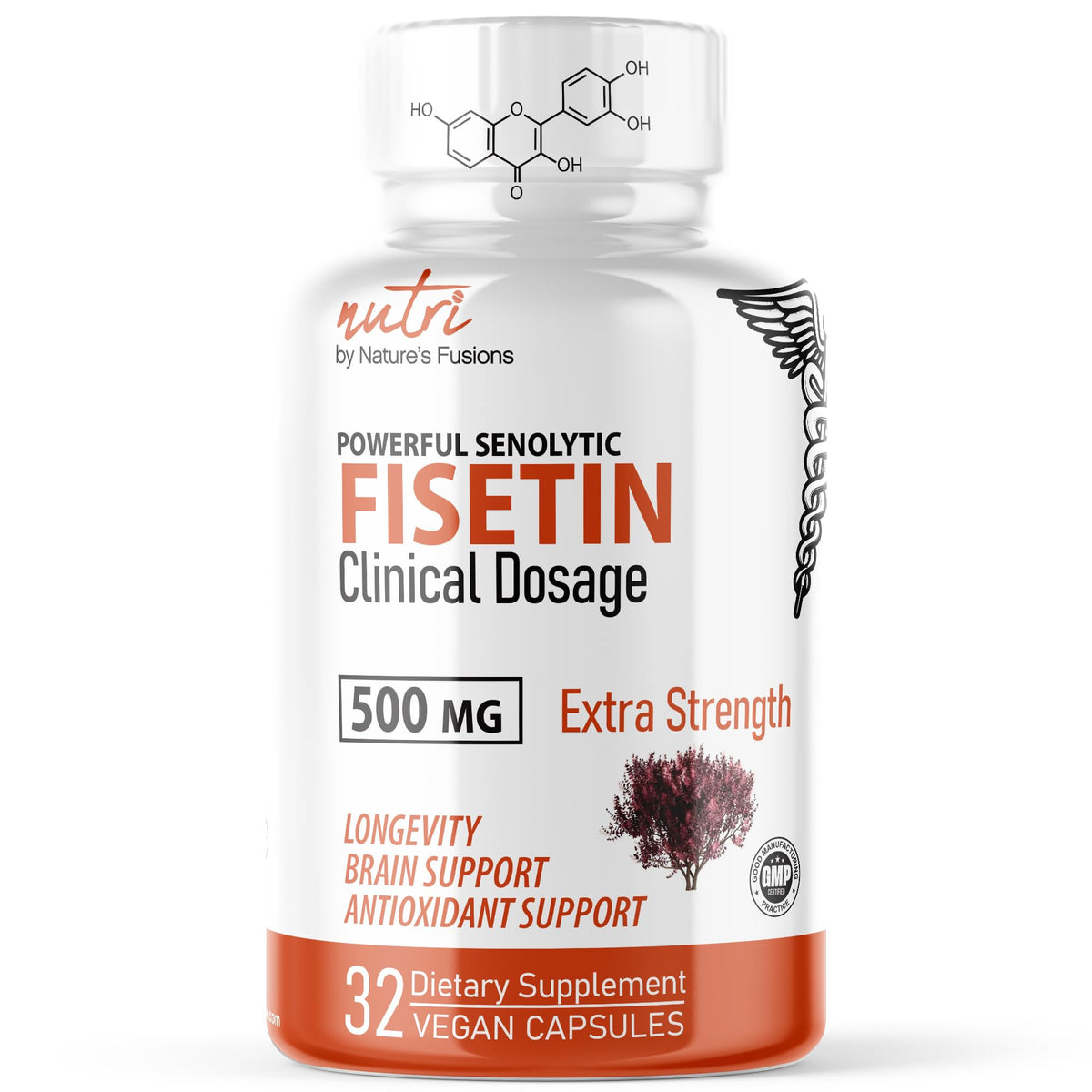 Nature's Fusions Nutri Fisetin 500mg bottle front—premium antioxidant support for healthy aging.