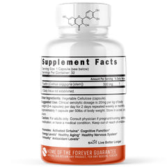Nature's Fusions Nutri Fisetin 500mg capsules close-up—easy-to-swallow daily supplement.