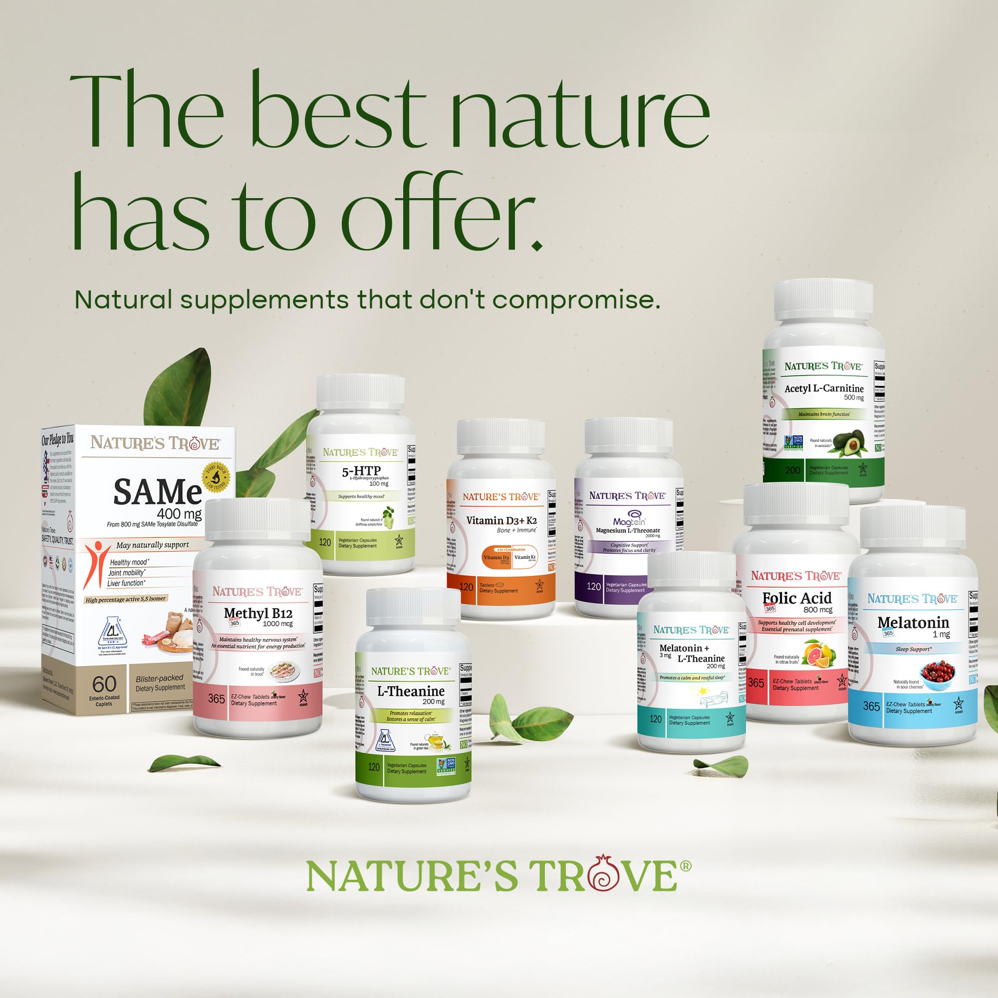 Nature's Trove L-Theanine 200mg store display packaging