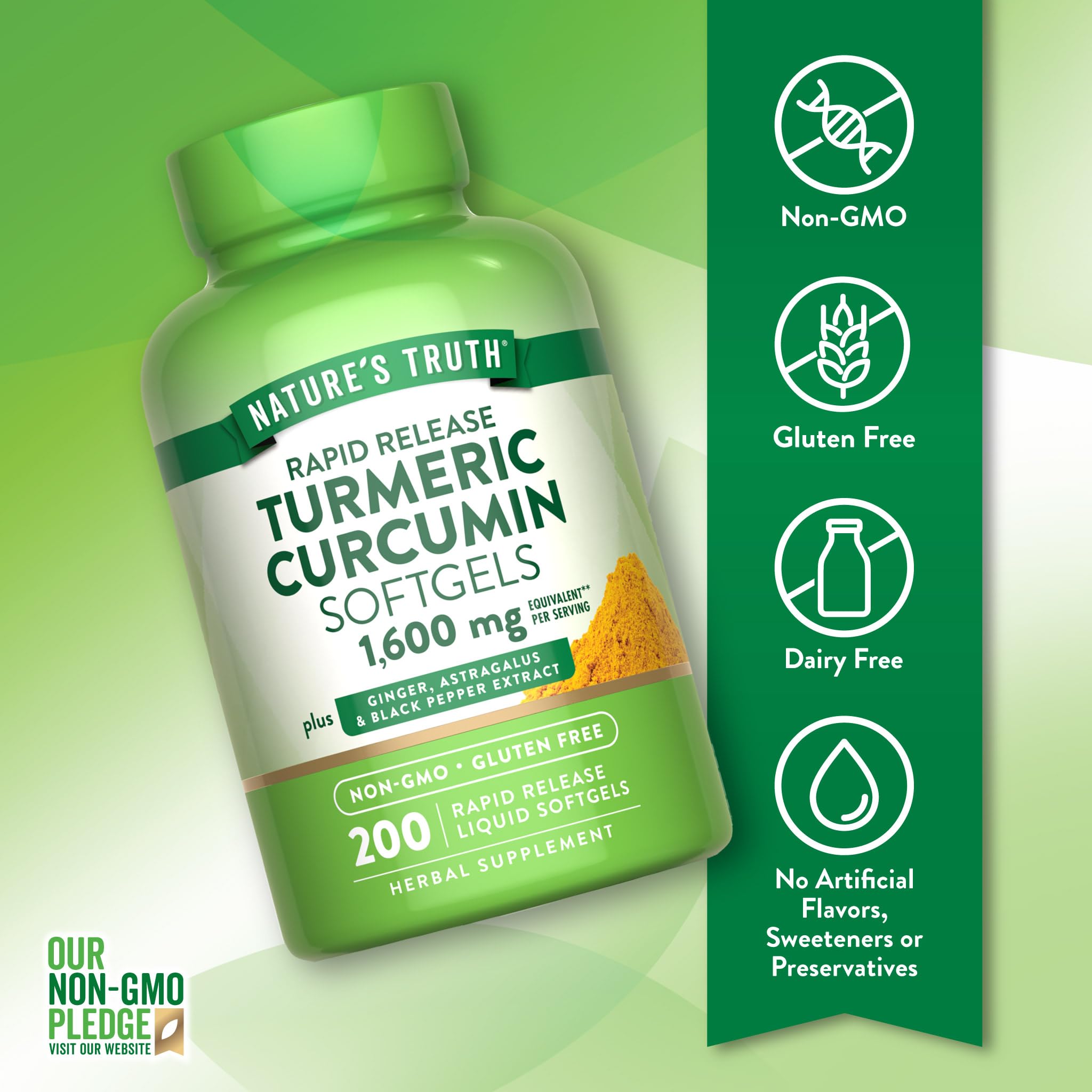 Nature's Truth bottle close-up showing black pepper extract for better absorption.