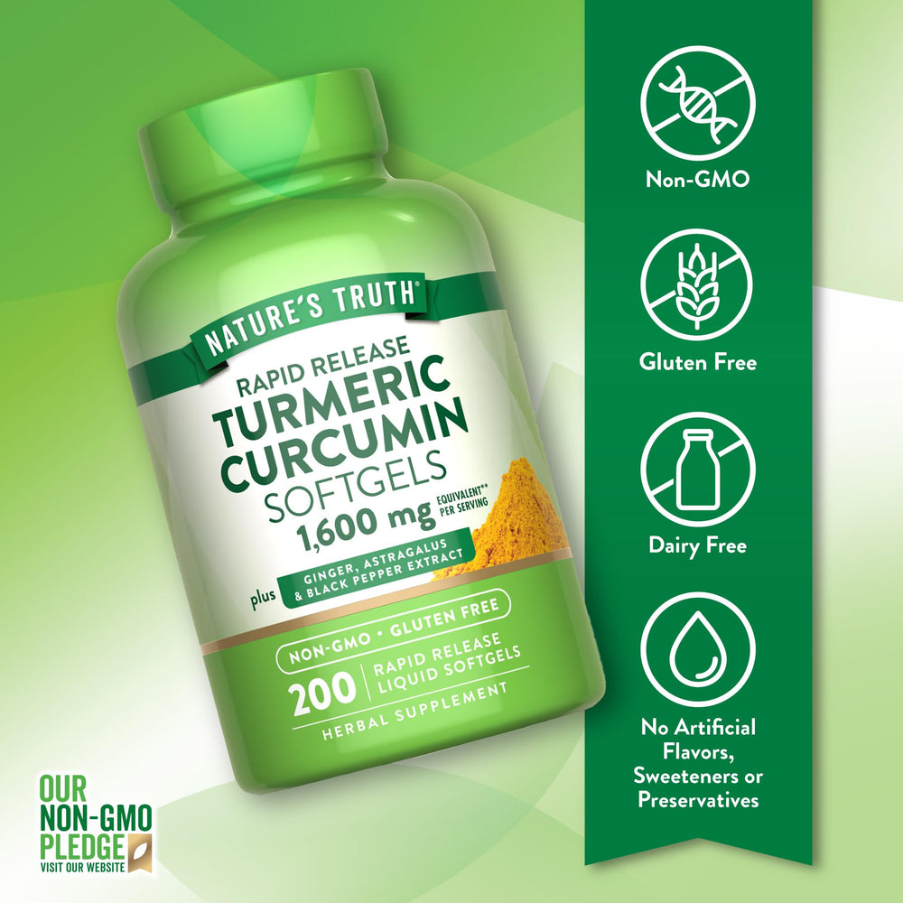 Nature's Truth bottle close-up showing black pepper extract for better absorption.