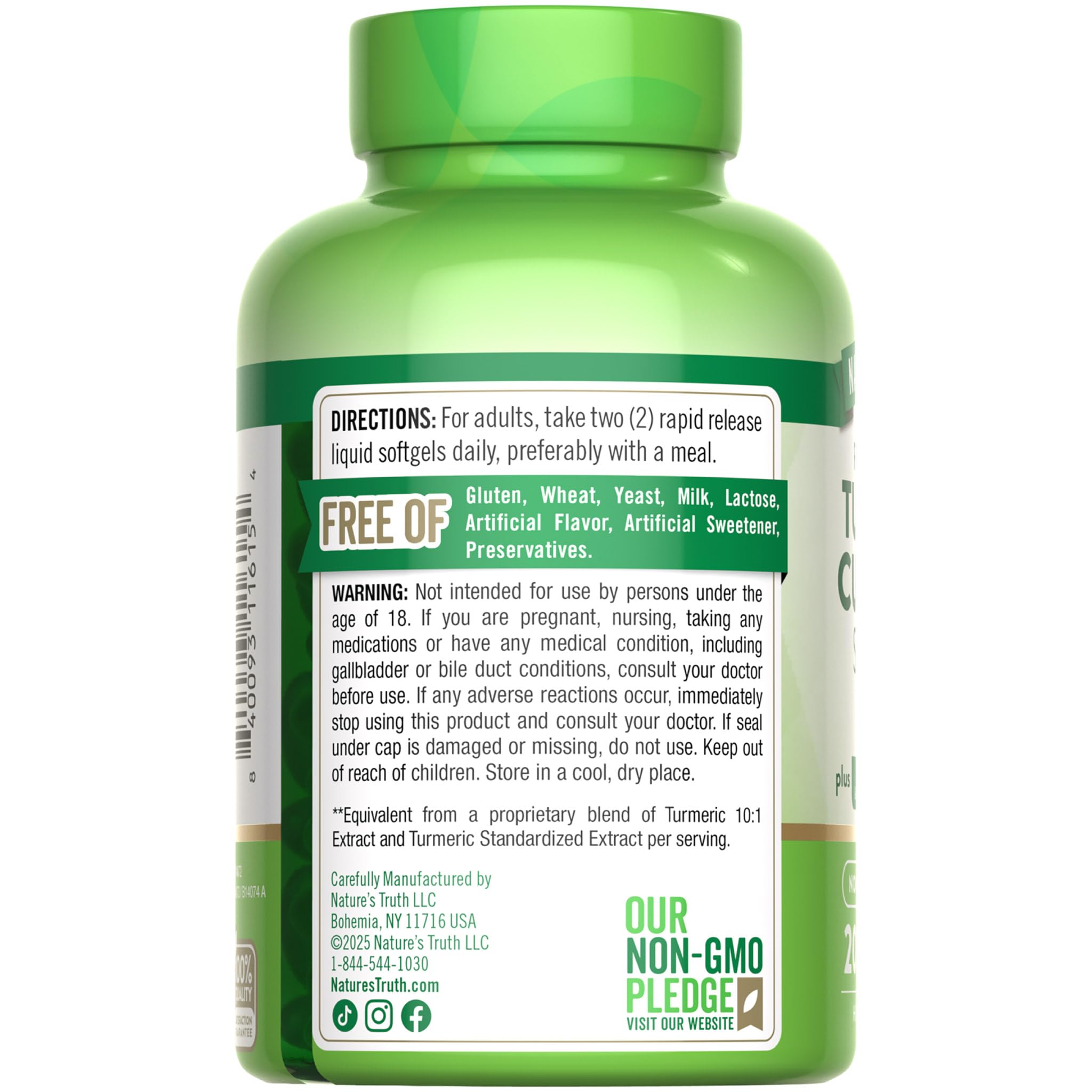 Nature's Truth kitchen counter wellness ritual with curcumin capsules.
