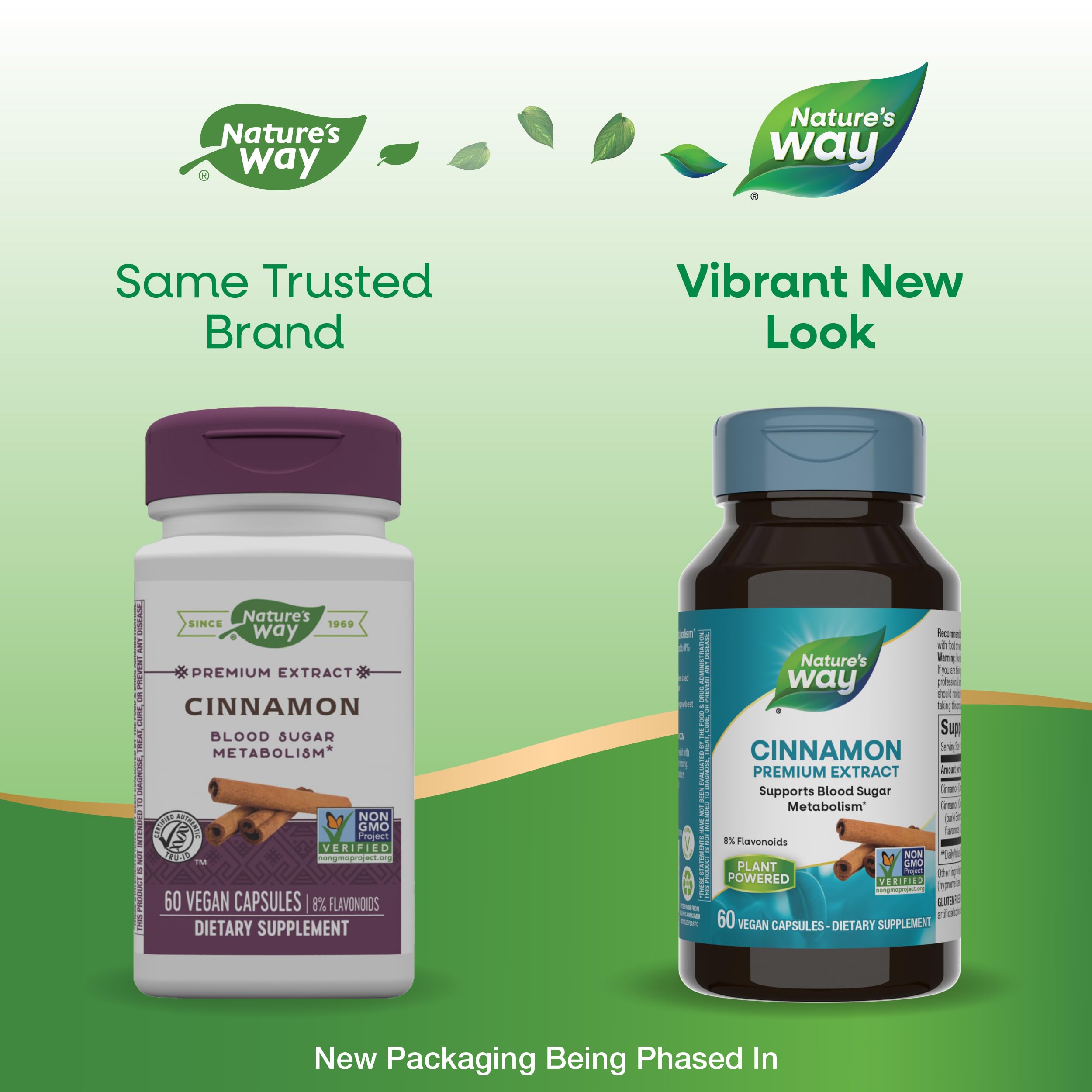 Nature's Way cinnamon extract label highlights 8% flavonoids for quality