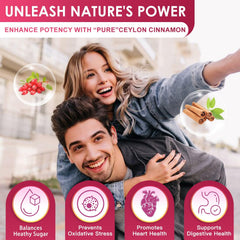 Ceylon cinnamon powder visual suggesting aromatic blend and potential antioxidant support.