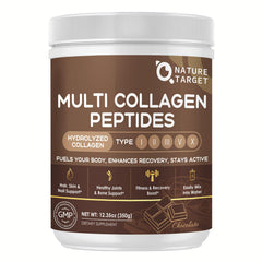 Nature Target Chocolate Multi Collagen Peptides bottle for daily skin and joint wellness.