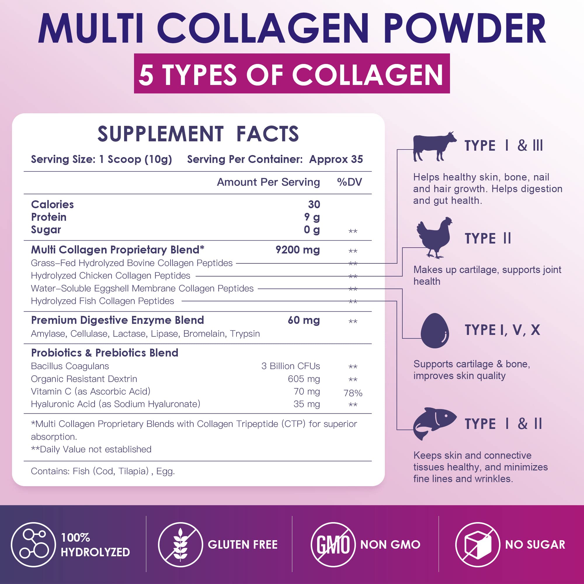 Nature Target collagen peptides scoop with a 10 g serving for easy smoothie boosts.