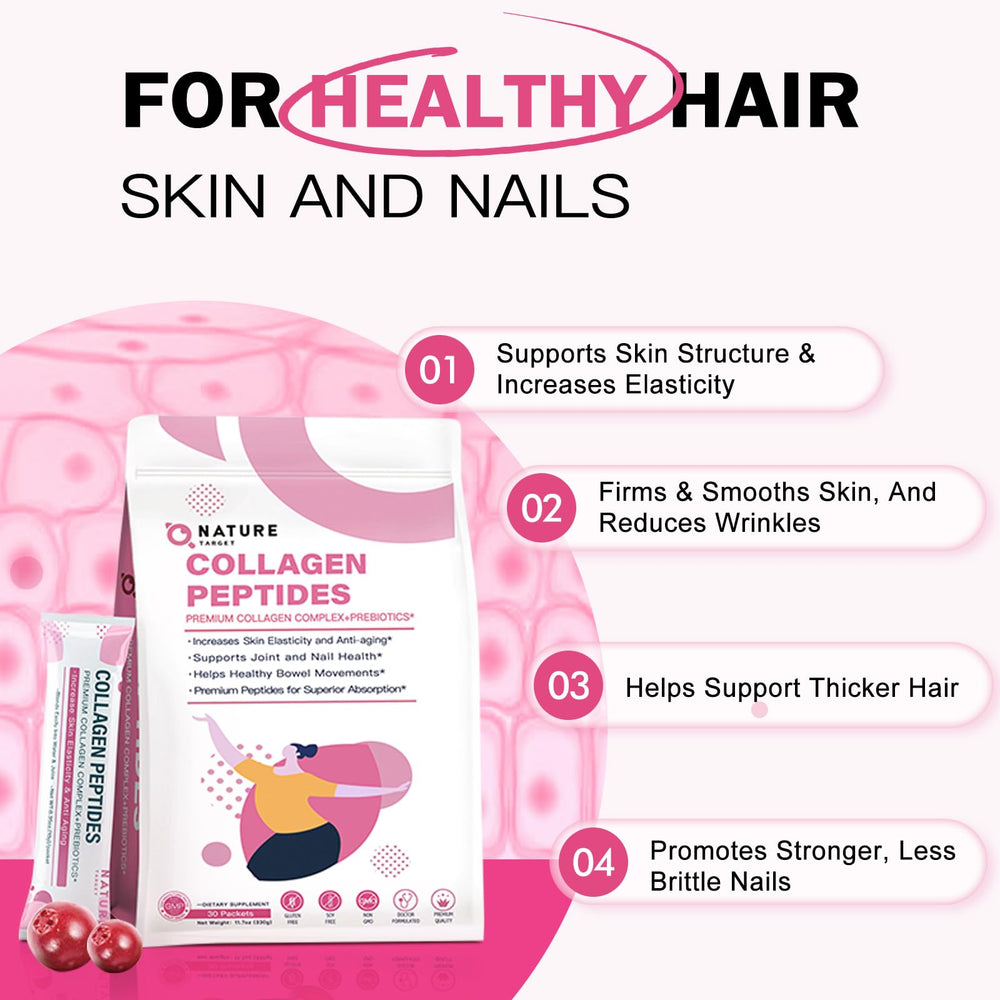 NATURE TARGET collagen powder dissolving in water for quick, smooth mixing.