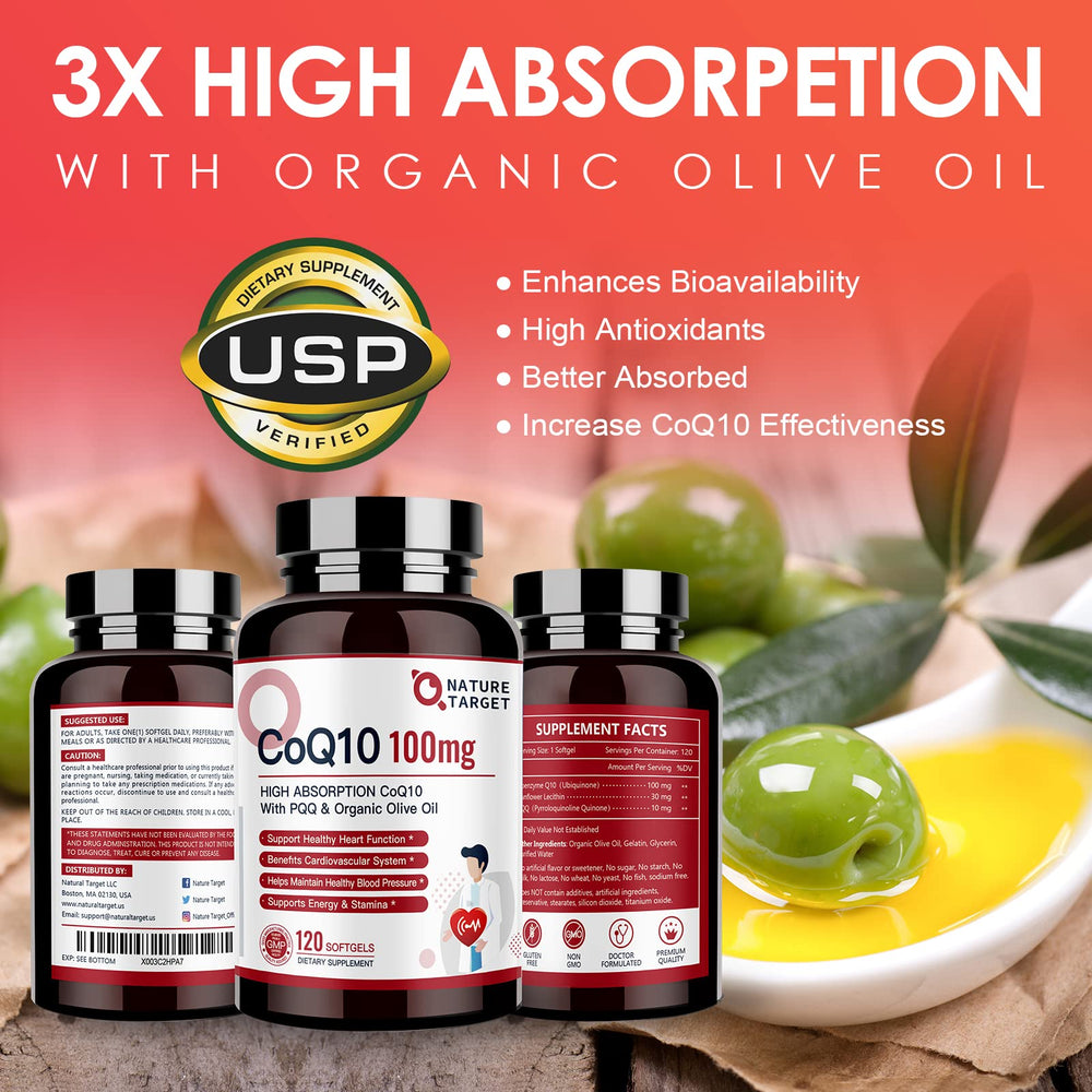 Nature Target CoQ10 packaging front view indicating 120 servings