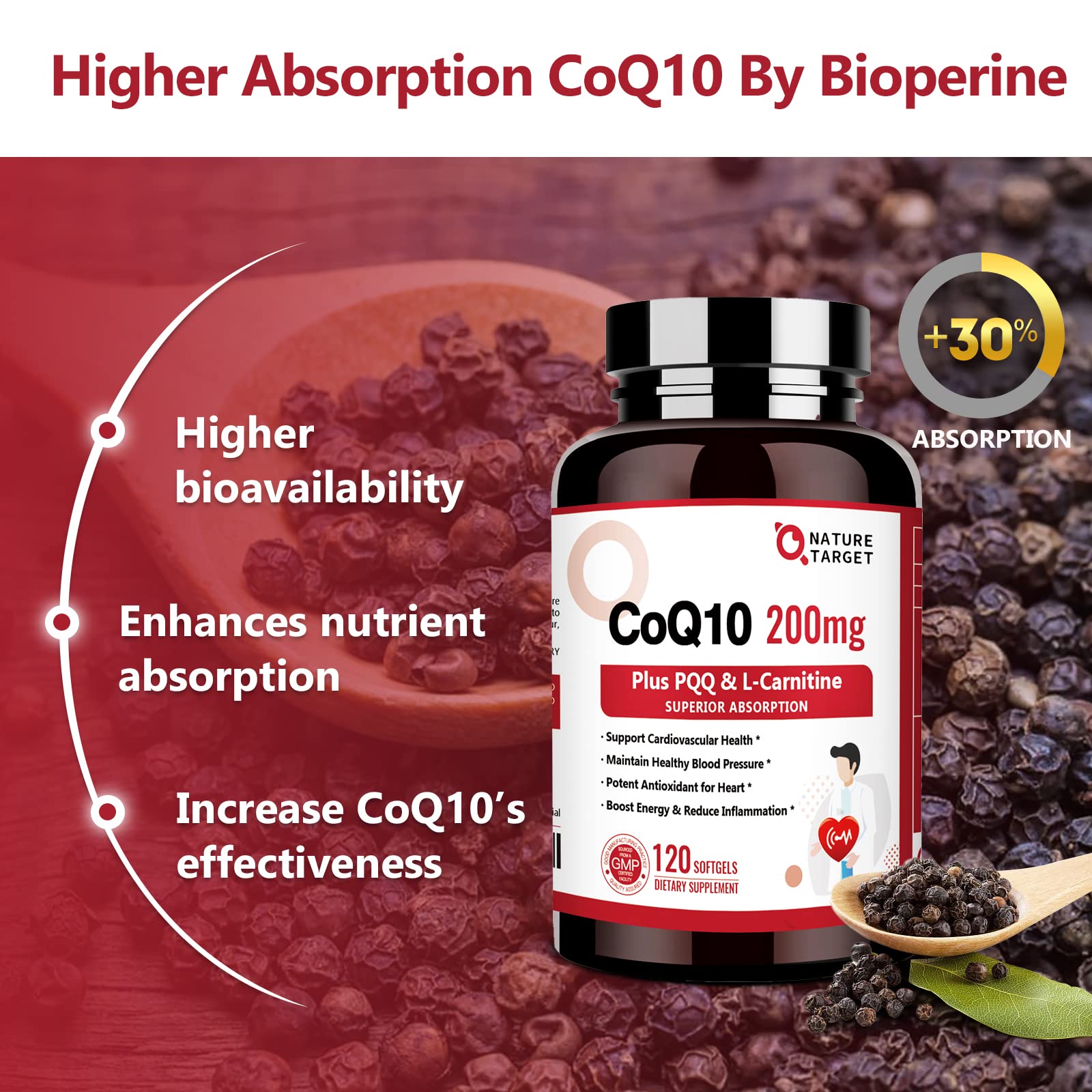 Nature Target CoQ10 packaging shows no artificial flavors