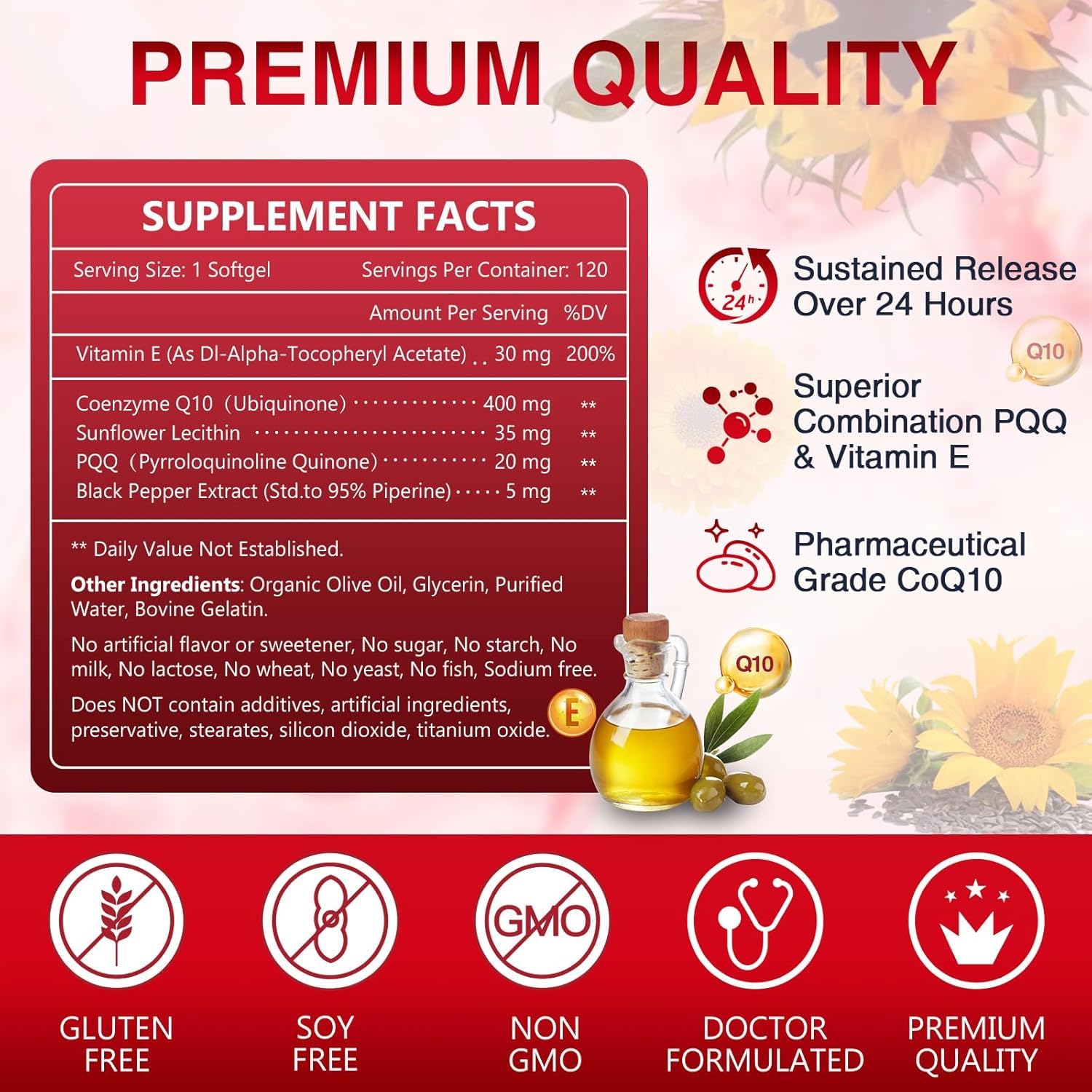 Nature Target CoQ10 softgels being poured for easy daily use and energy support