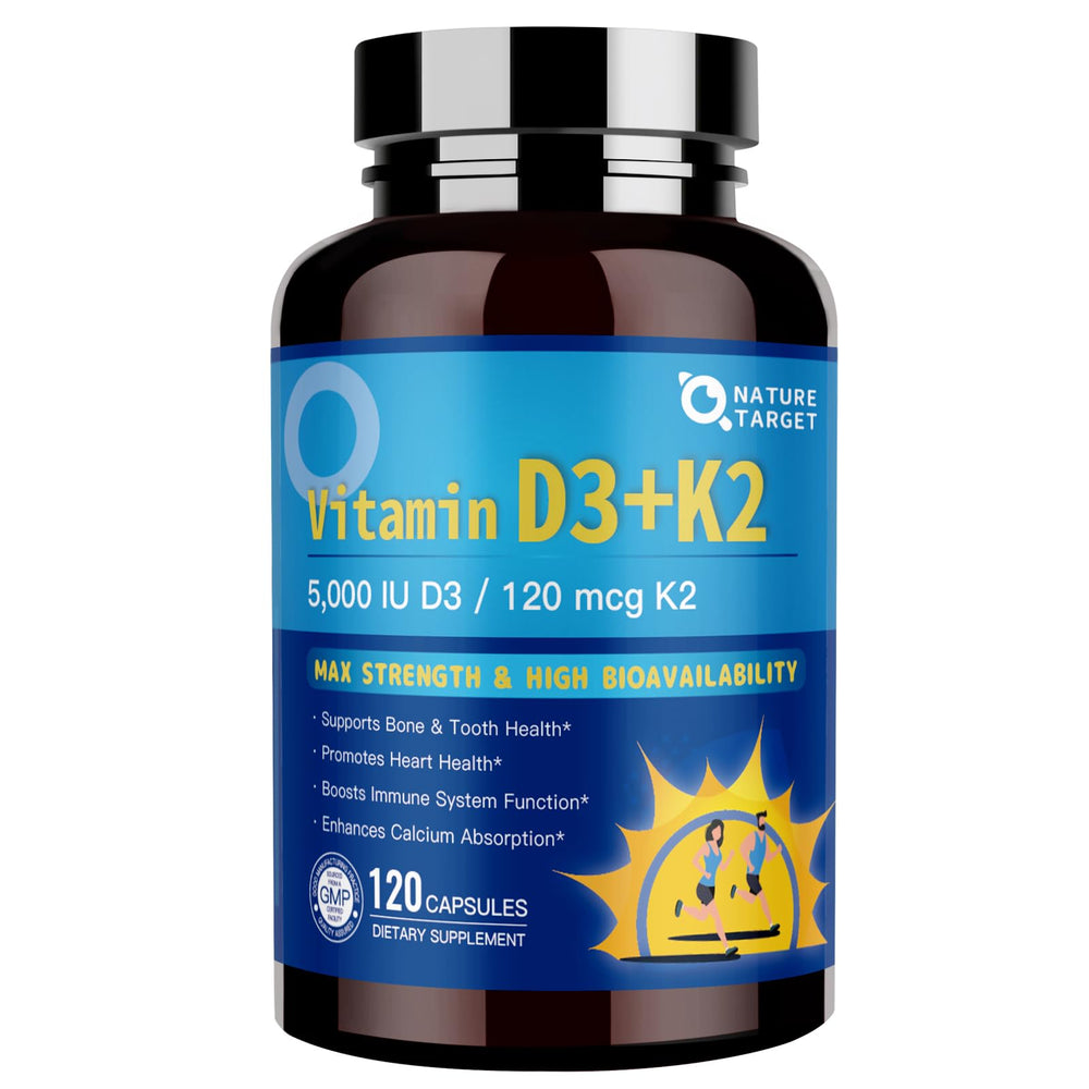 Nature Target D3K2 bottle front for daily wellness and bone support.