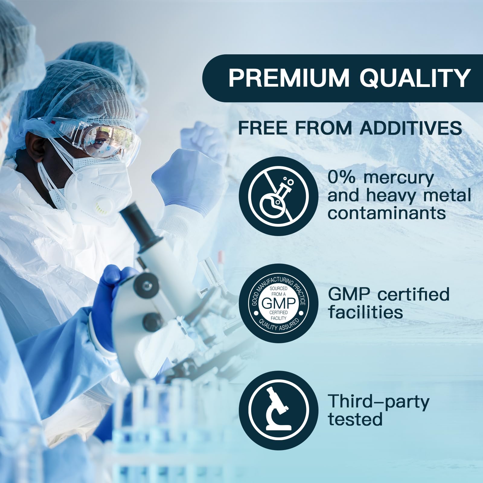 Nature Target Fish Oil Mini GMP facility badge signals safety and quality controls.