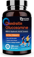 NATURE TARGET Glucosamine Chondroitin MSM – Joint Support Supplement, Shellfish Free, Turmeric Boswellia + Hyaluronic Acid, Collagen, Calcium, 120 Capsules, 40 Servings