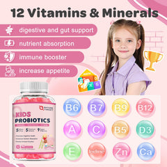 Nature Target Kids Probiotics nutrition label emphasizes vitamins and minerals.