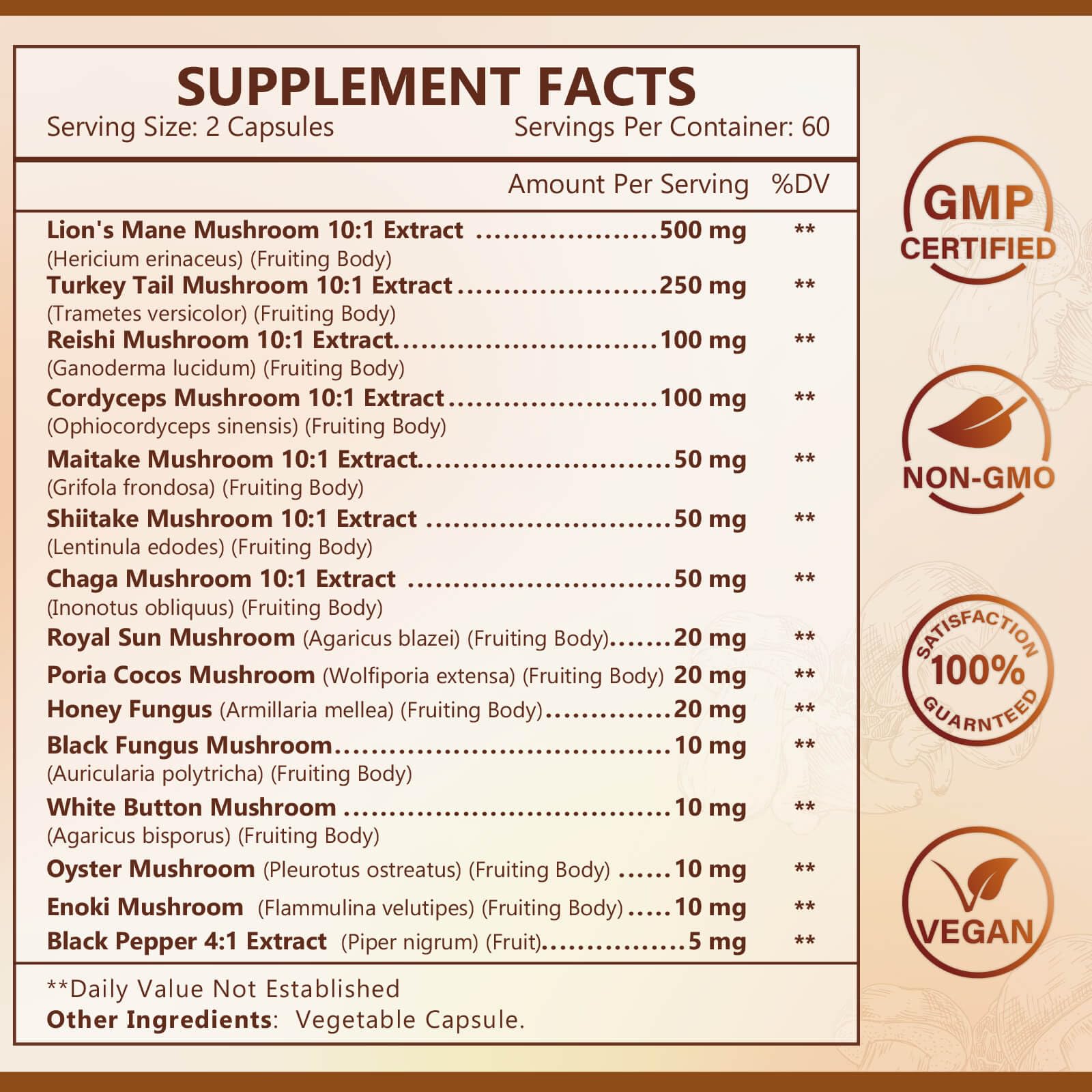 Nature Target Lions Mane capsules close-up highlighting cognitive support potential