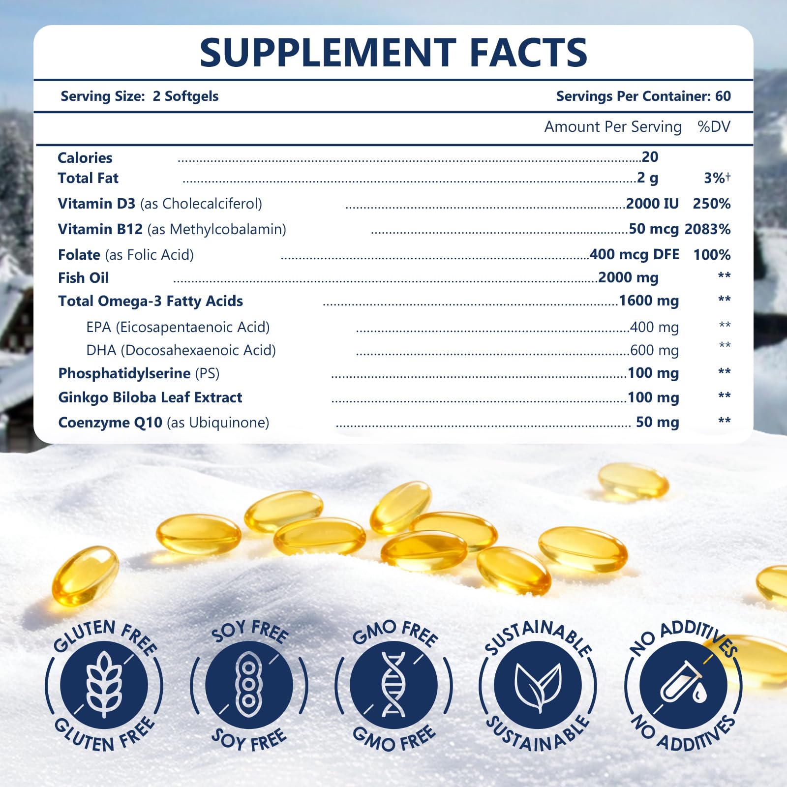 NATURE TARGET Omega 3 with PS-DHA highlighting memory and concentration support