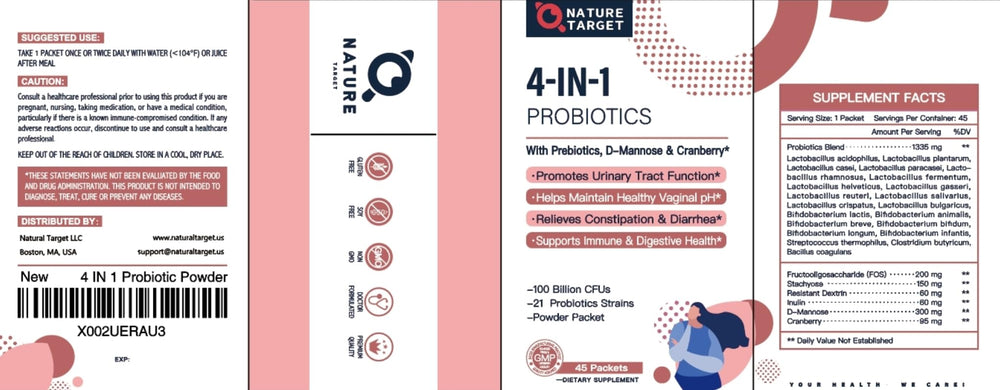 Nature Target Probiotics eco-box packaging ready for daily use.