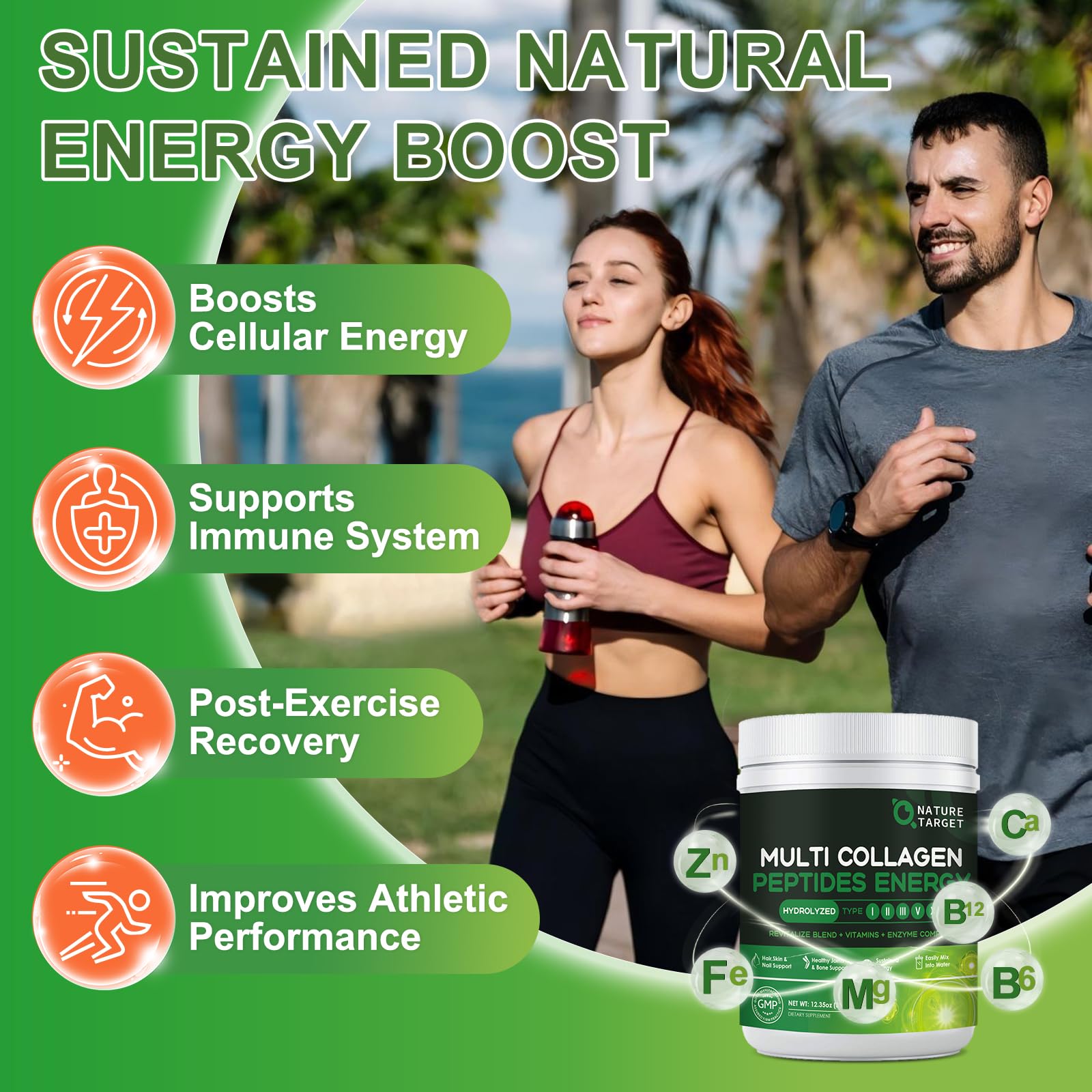 Nature Target Smoothie with collagen powder illustrating easy daily mix.