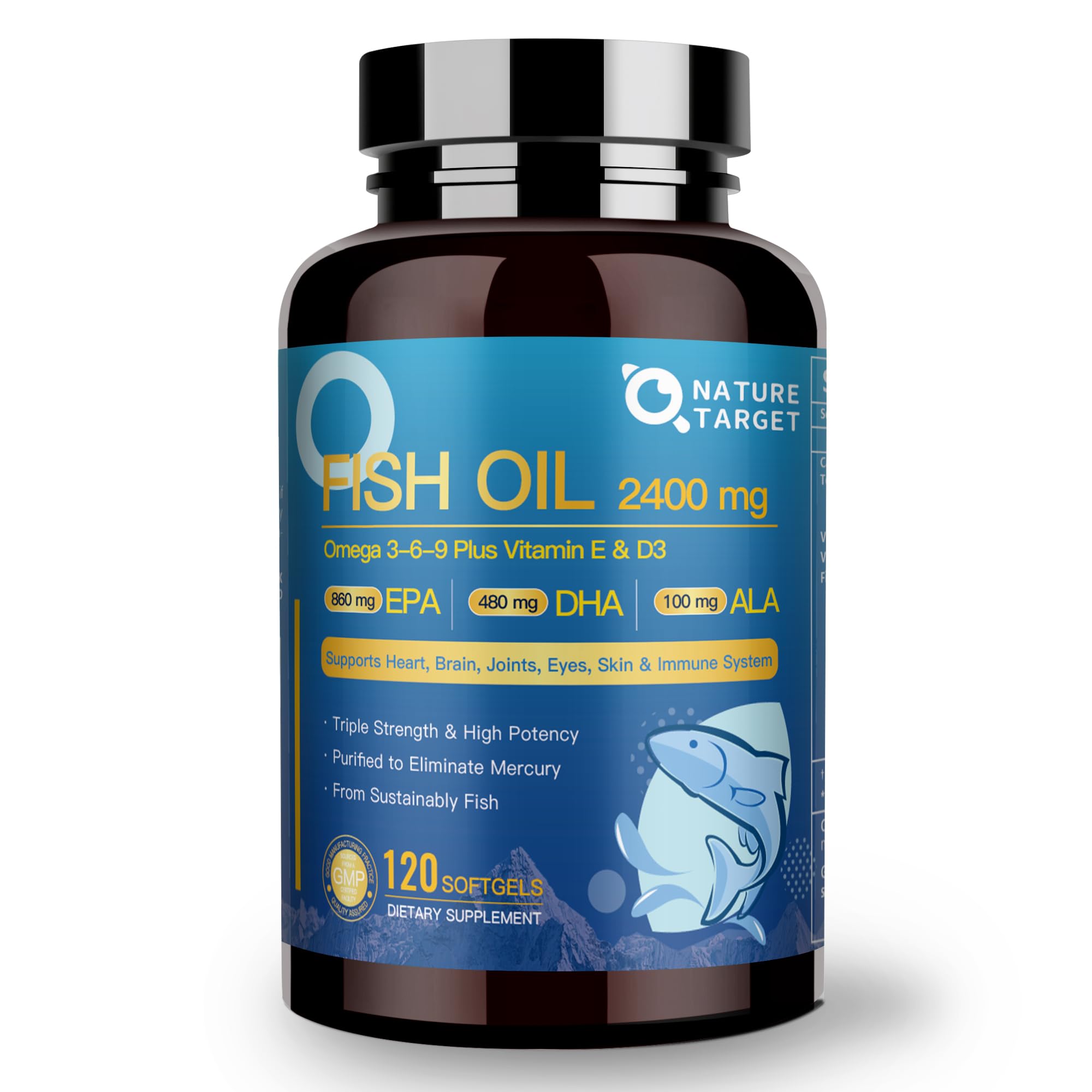 Nature Target Triple Omega 3-6-9 bottle front for daily wellness.