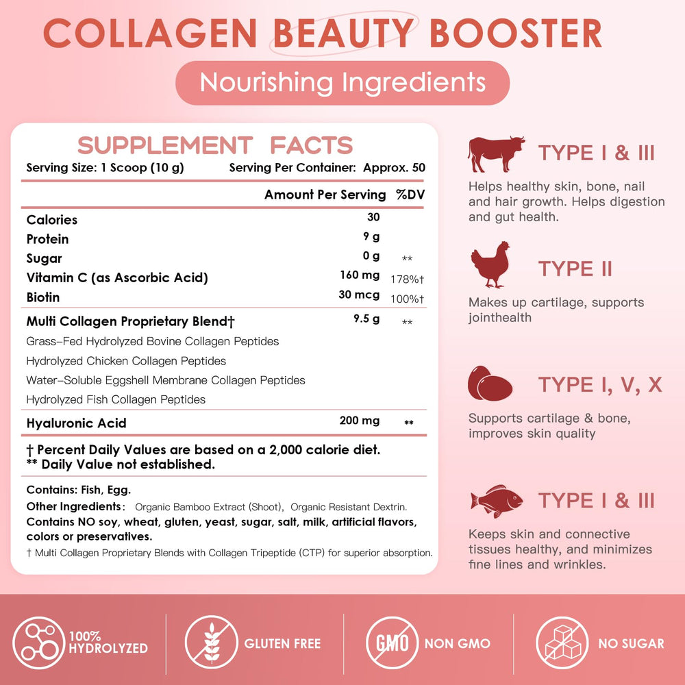 Nature Target unflavored collagen powder with convenient scoop for daily use.