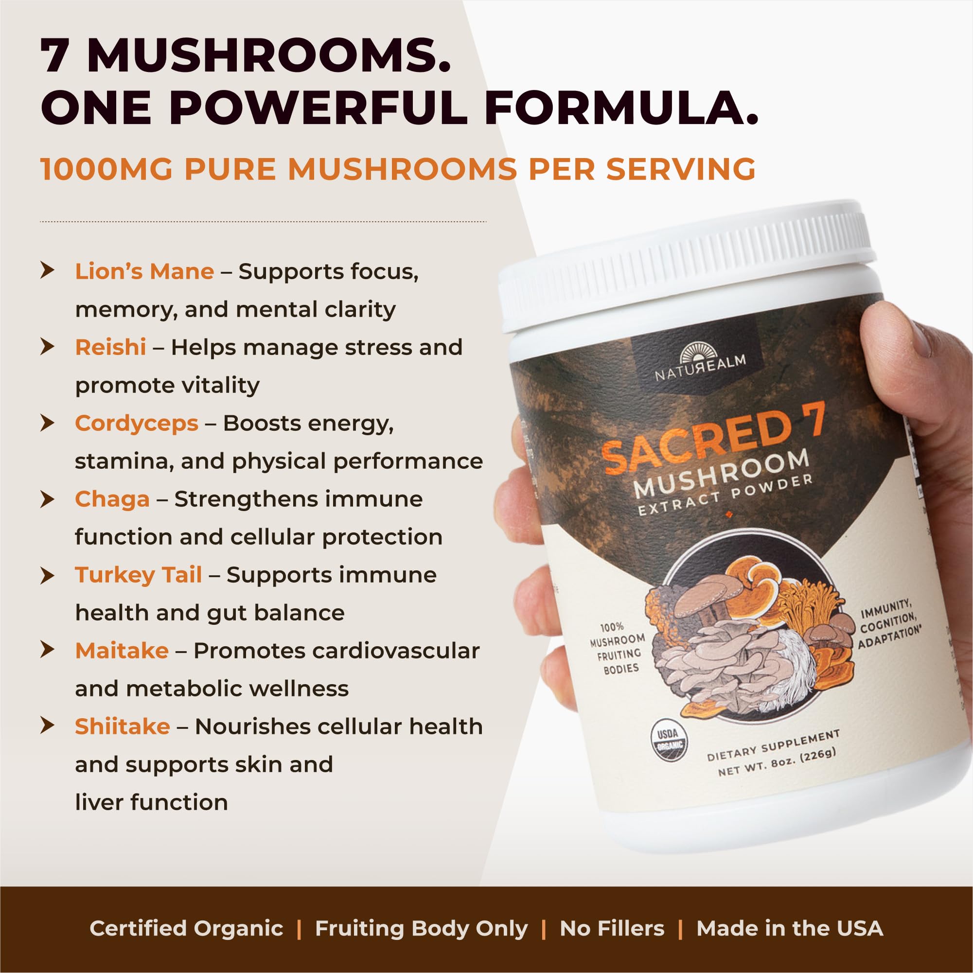 Naturealm Sacred 7 measuring scoop enables easy daily portions.