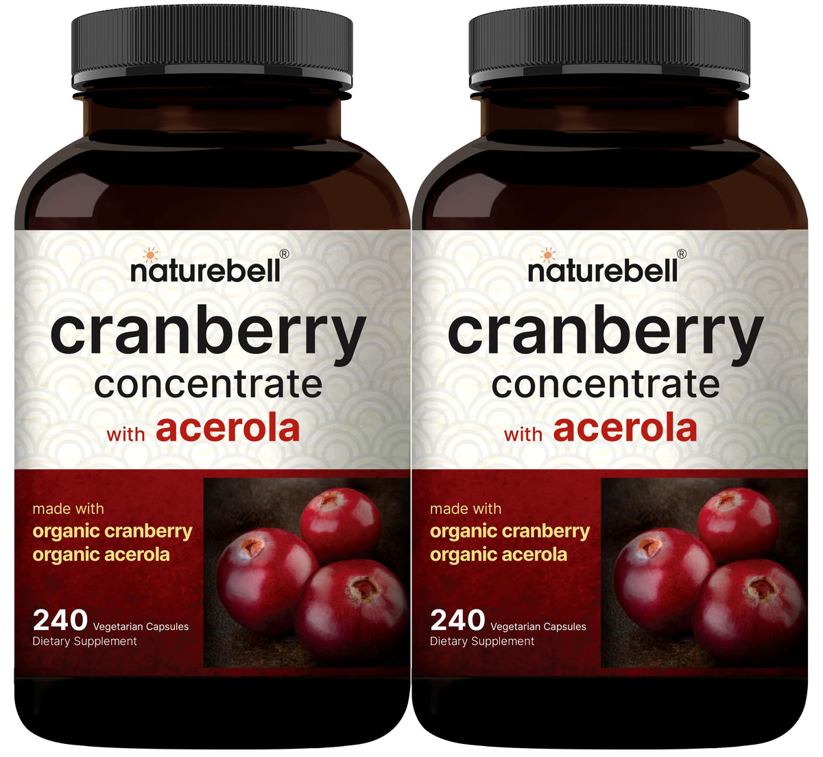 NatureBell cranberry pills 2-pack bottle with capsules for urinary health support