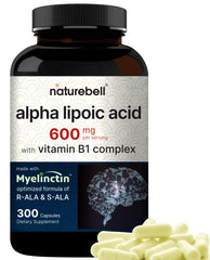 NatureBell Alpha Lipoic Acid Complex bottle demonstrates premium antioxidant support for daily vitality.