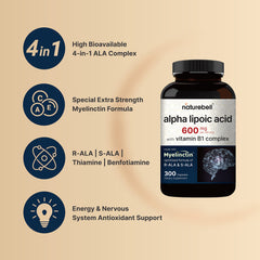 NatureBell Alpha Lipoic Acid Complex label emphasizes non-GMO and gluten-free ingredients.