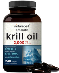NatureBell Antarctic Krill Oil bottle showing a strong omega-3 option with no fishy aftertaste