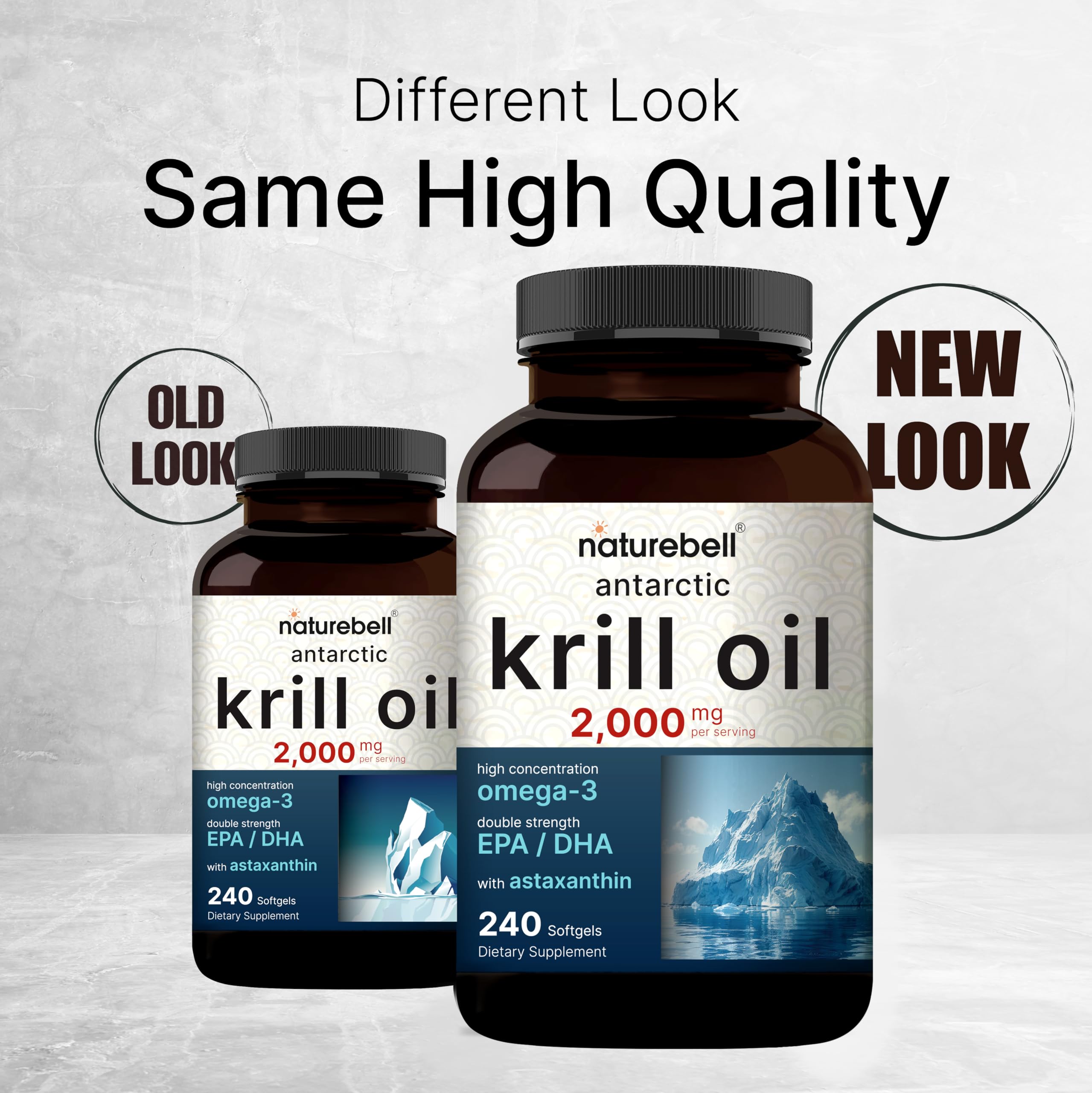NatureBell Antarctic Krill Oil label detail emphasizes non-GMO and mercury-free formula