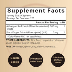 NatureBell Ashwagandha label closeup shows non-GMO formula.