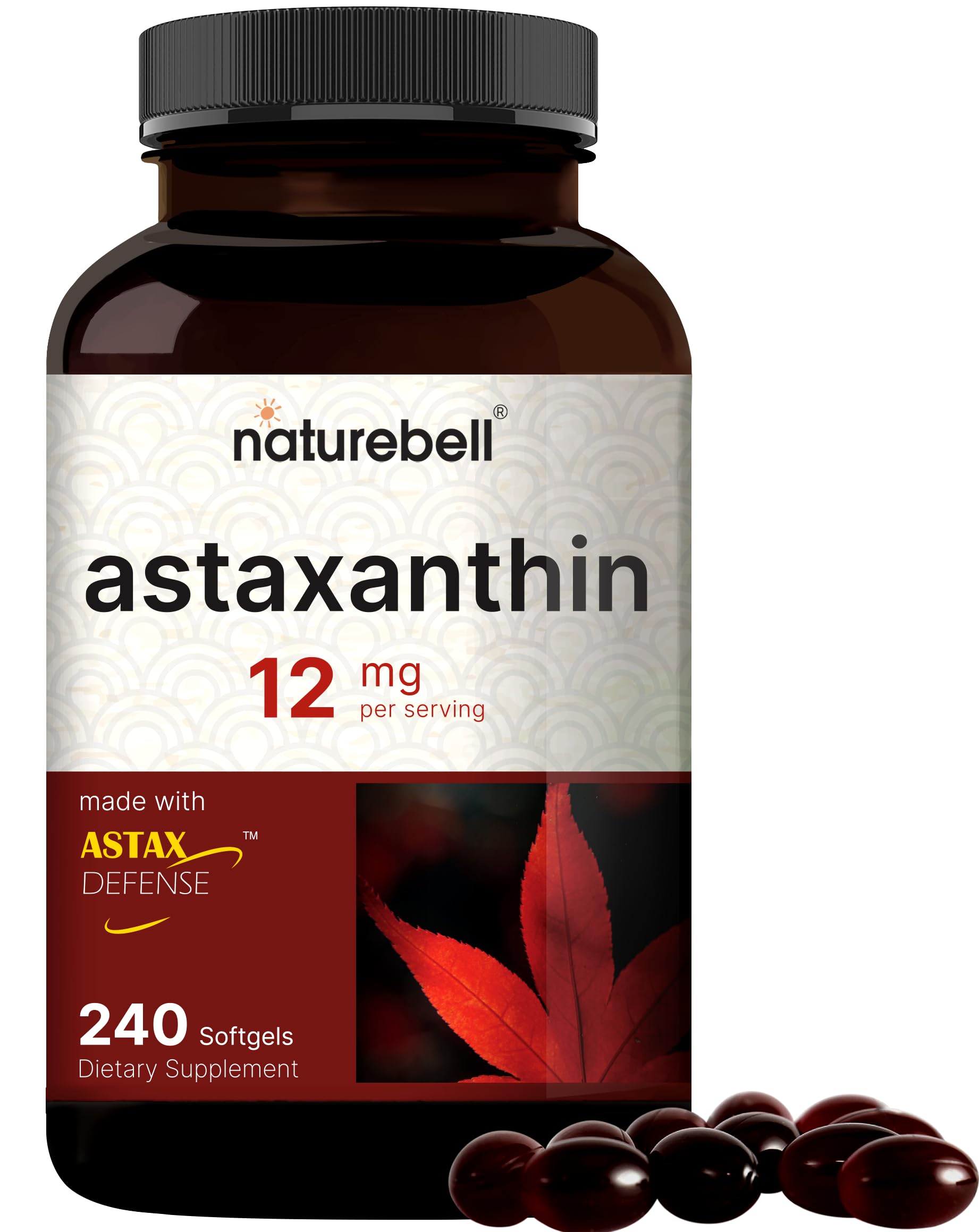 NatureBell Astaxanthin bottle front view for eye and skin support