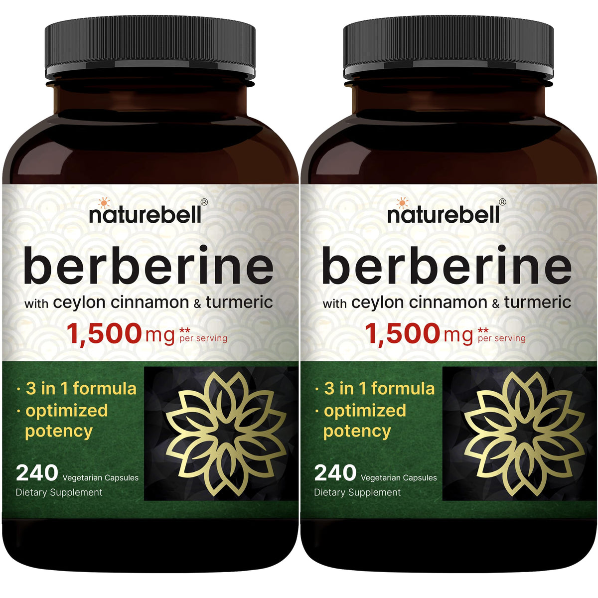 NatureBell Berberine 1500mg bottle front highlights purity and daily wellness support