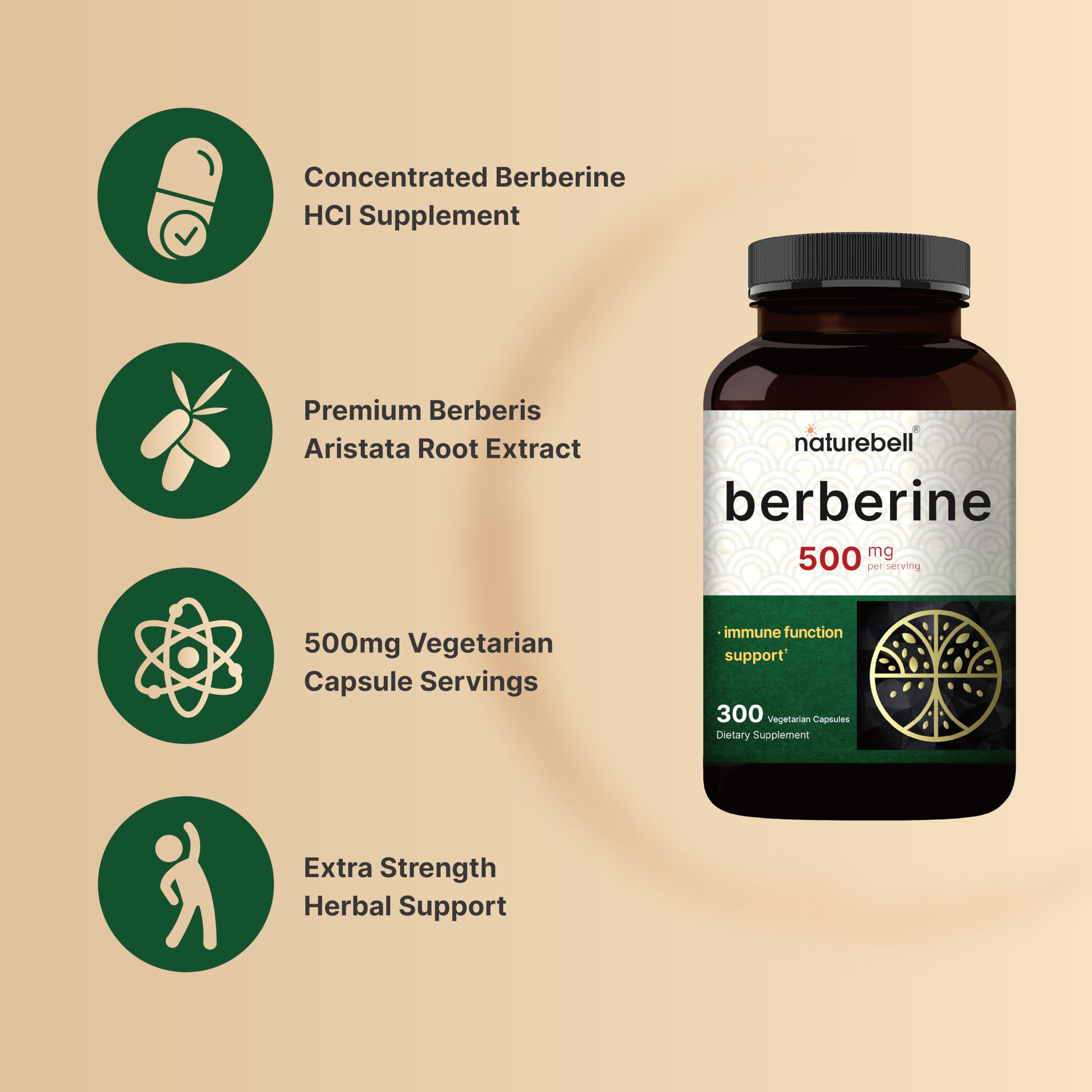 NatureBell Berberine Supplement 5-1 root extract highlighting potency