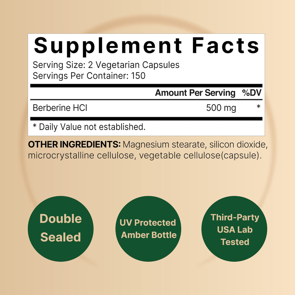 NatureBell Berberine Supplement capsules closeup showing vegan ingredients